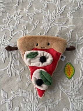 Jellycat Diner Plush Pizza Slice Toy with Box, Bag, Stickers, and Pin